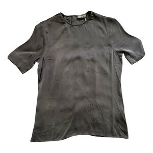 Vtg Donna Karan Signature Black Silk Shirt With Button Back.